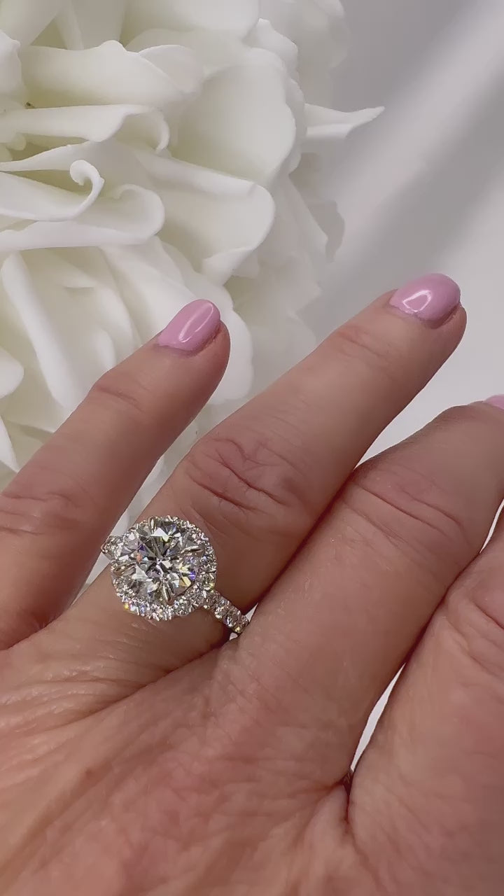 14k white gold 2.30c lab grown halo engagement ring