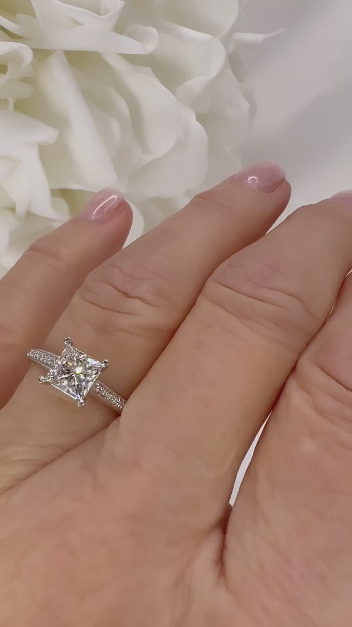 14k princess cut lab grown diamond engagement ring