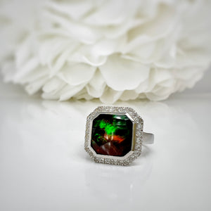 Korite sterling silver ring with faceted stone
