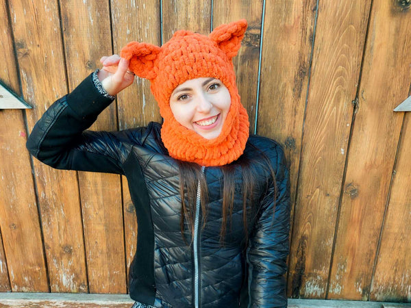 Orange Puppy Dog Balaclava by MadAnna