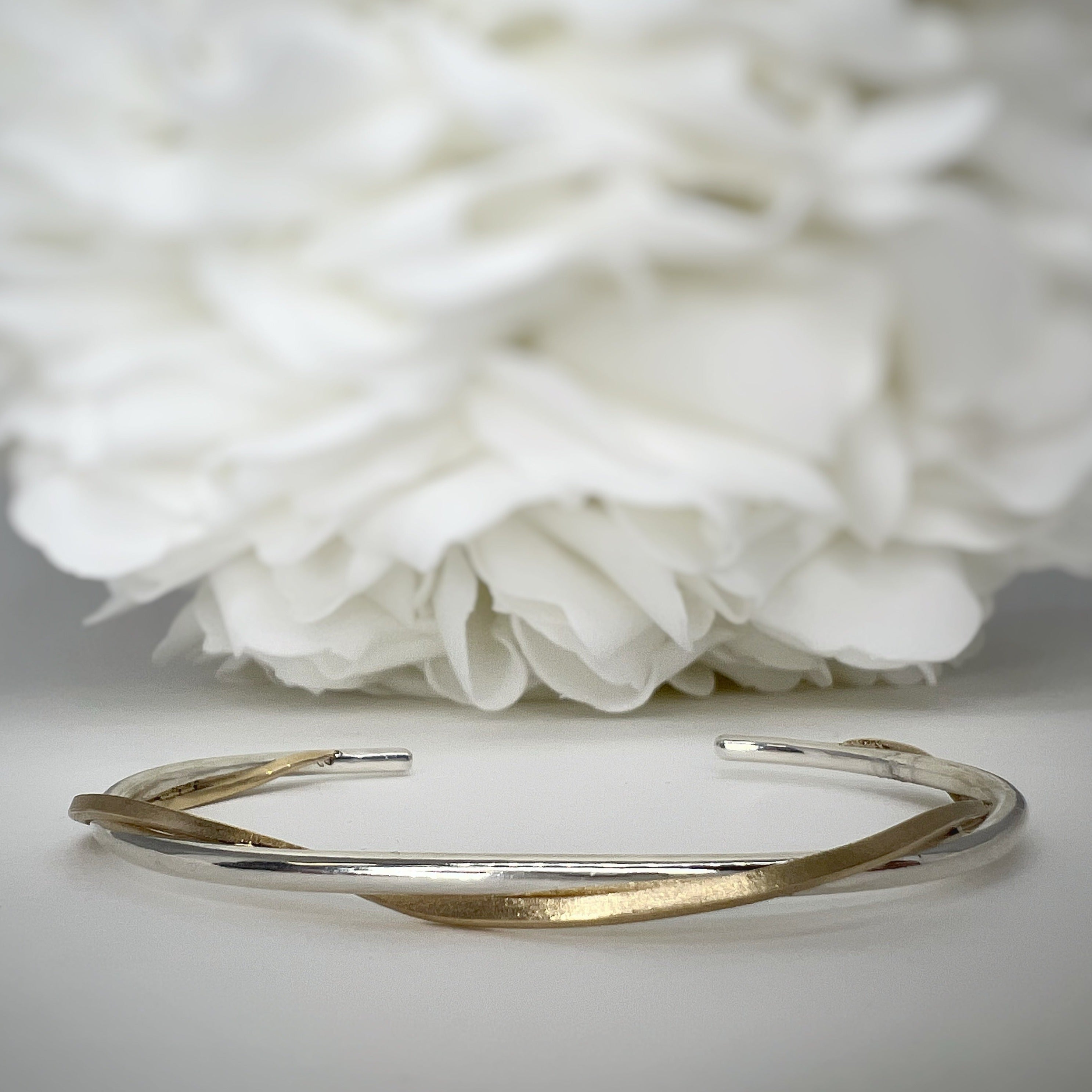 Custom cuff in sterling silver and 10ky