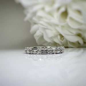 10k white gold double row lab grown diamond band