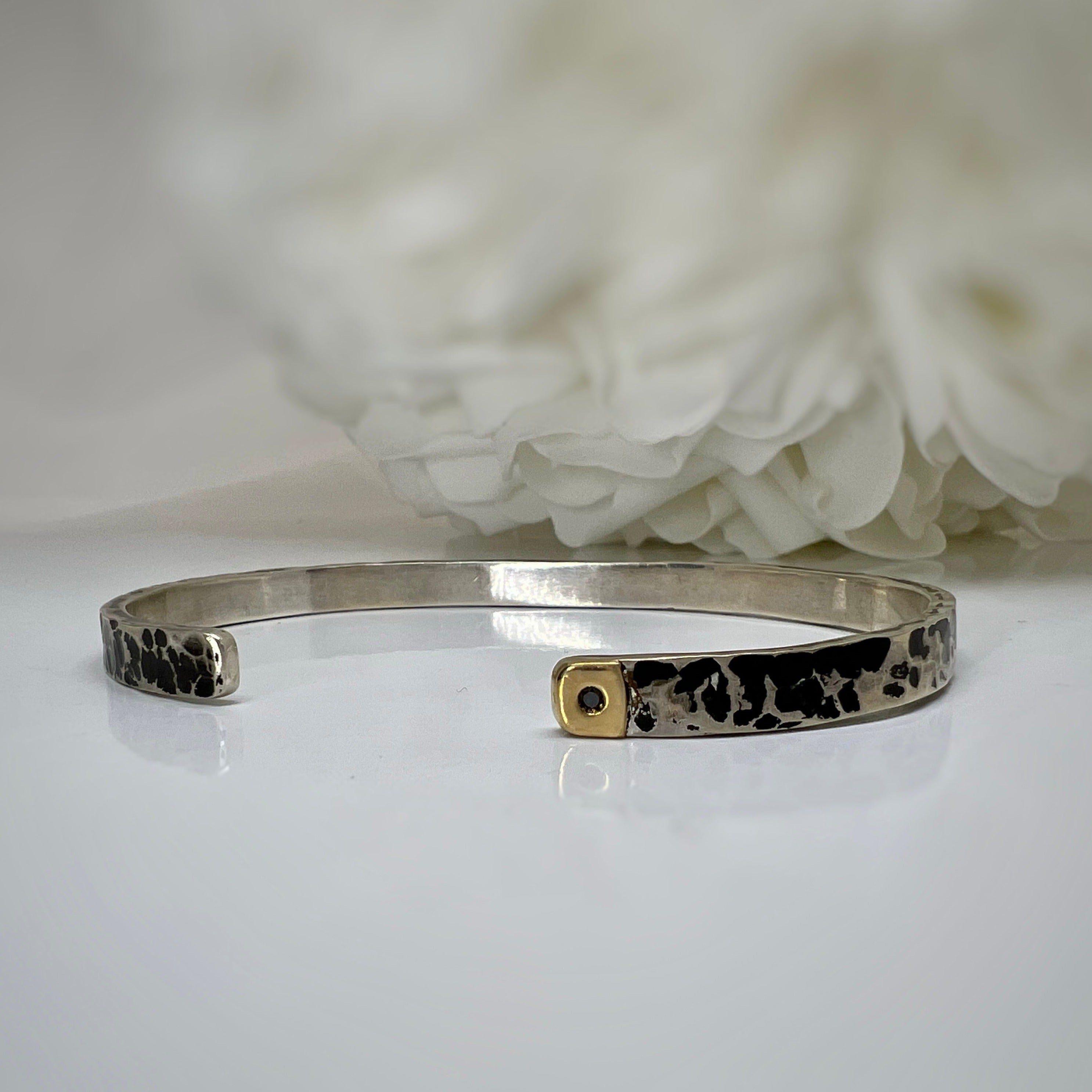 McKenna Kay Custom Sterling Hammered Cuff with Gold Accent called Courage