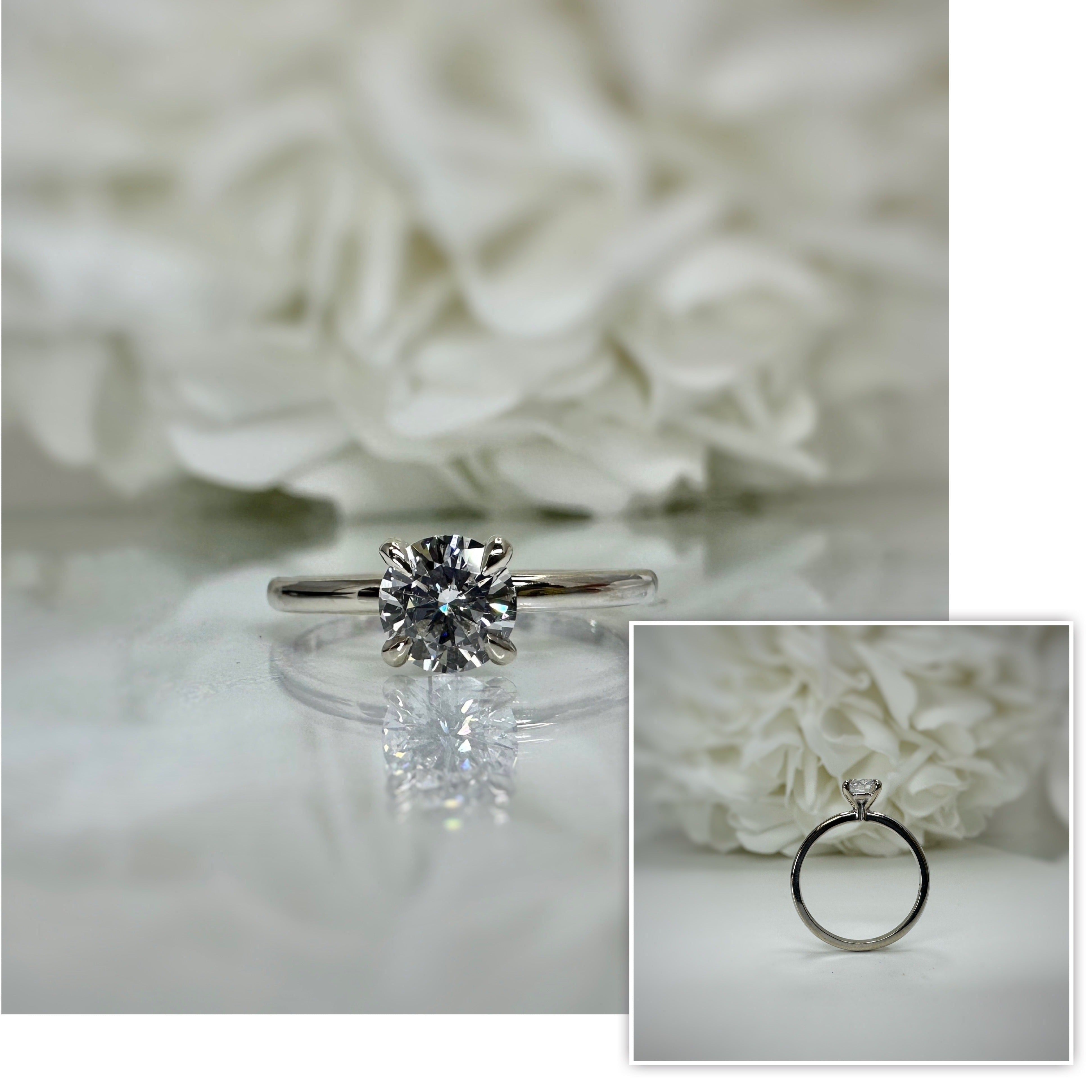 14k White Gold Solitaire Lab Grown Diamond Engagement Ring