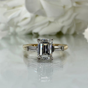 3 stone Lab Grown Diamond Engagement Ring in 14K Y/W