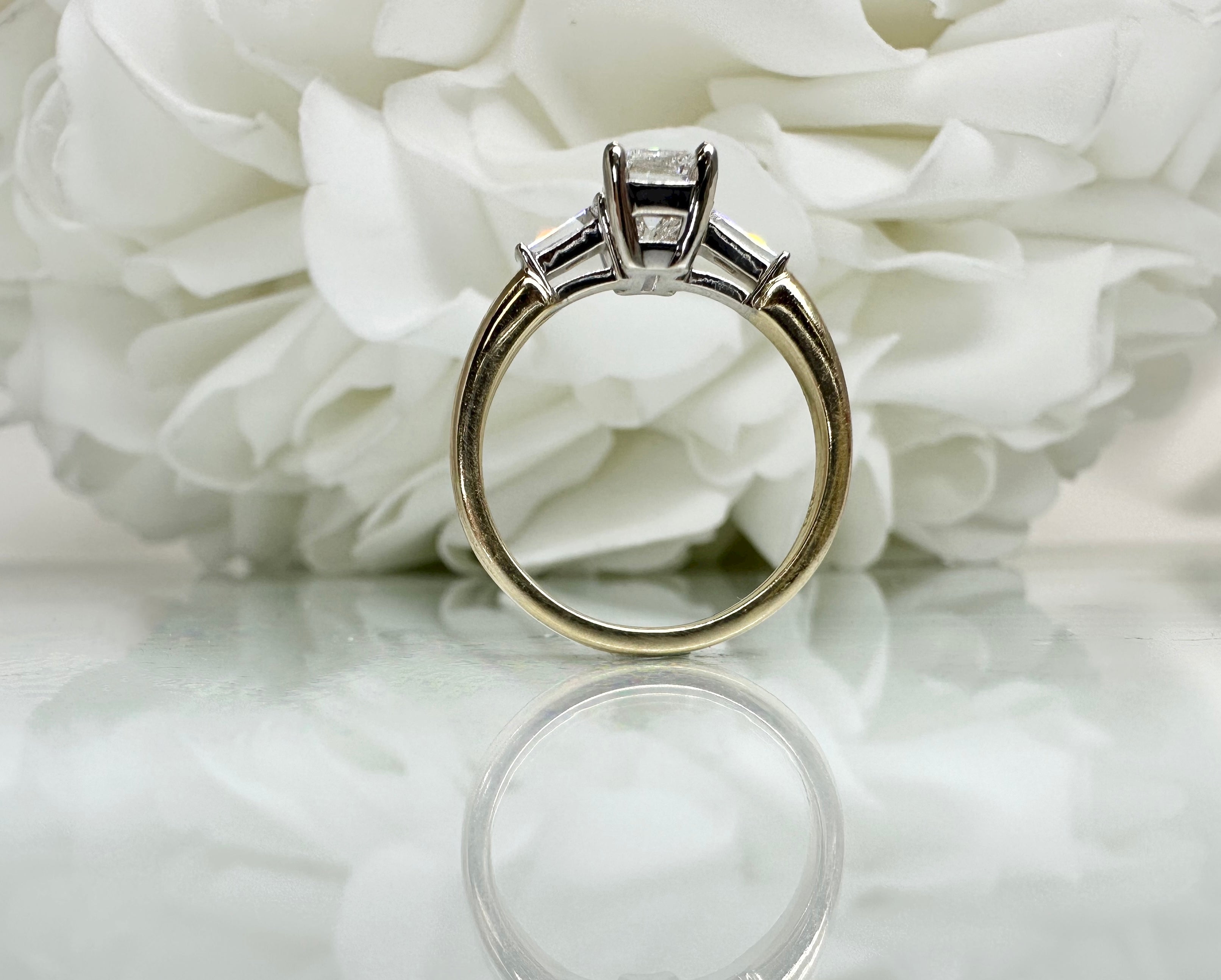 3 stone Lab Grown Diamond Engagement Ring in 14K Y/W