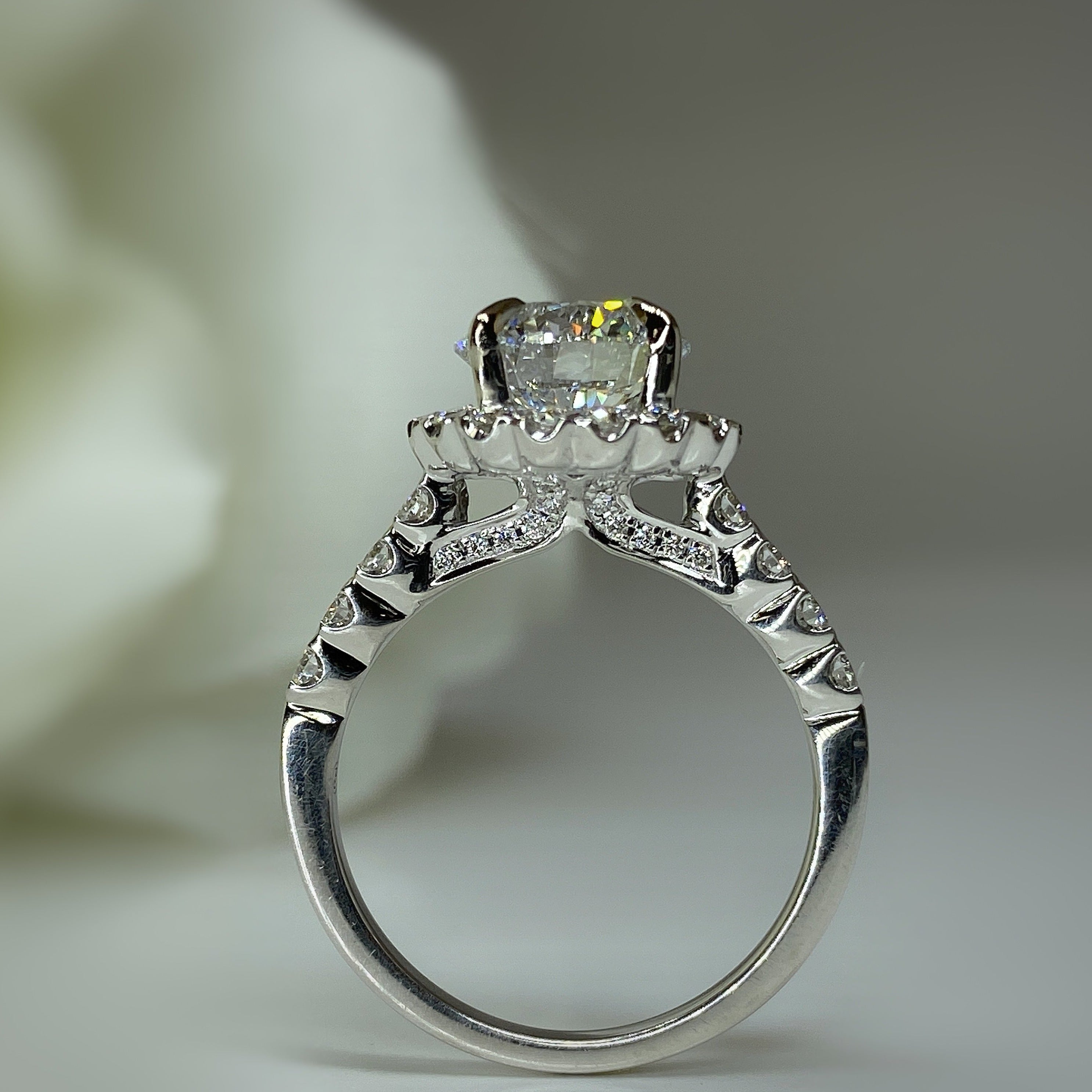 14k white gold 2.30c lab grown halo engagement ring