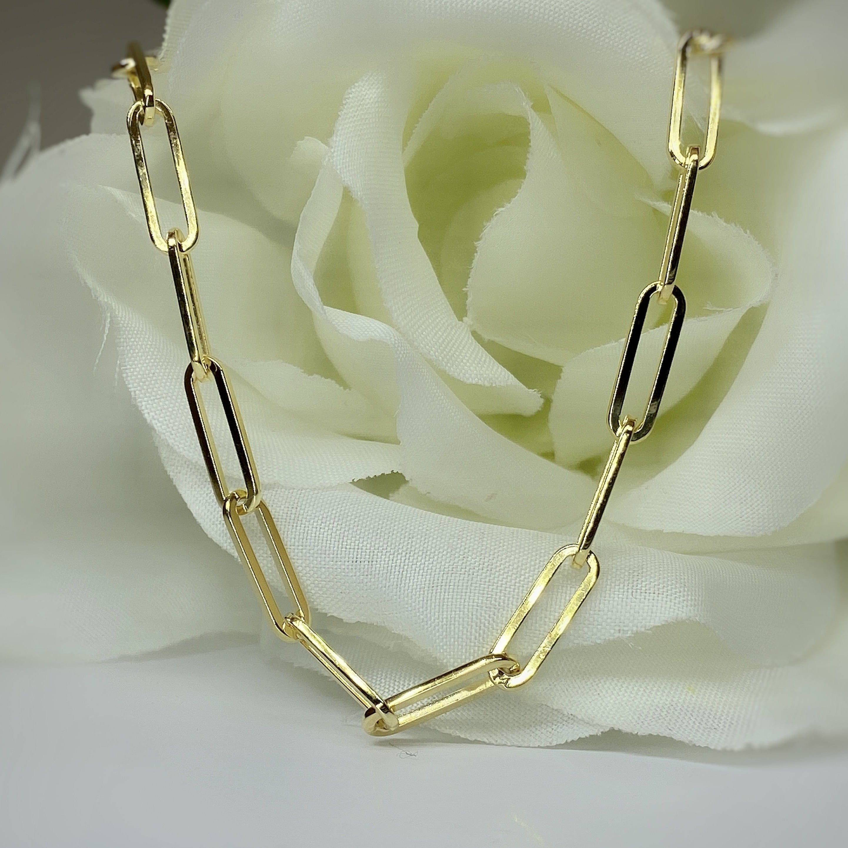 Paperclip chain in yellow gold plate -20 inch