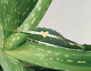 McKenna Kay Sterling Bangle with 10k heart- 'forged bliss'