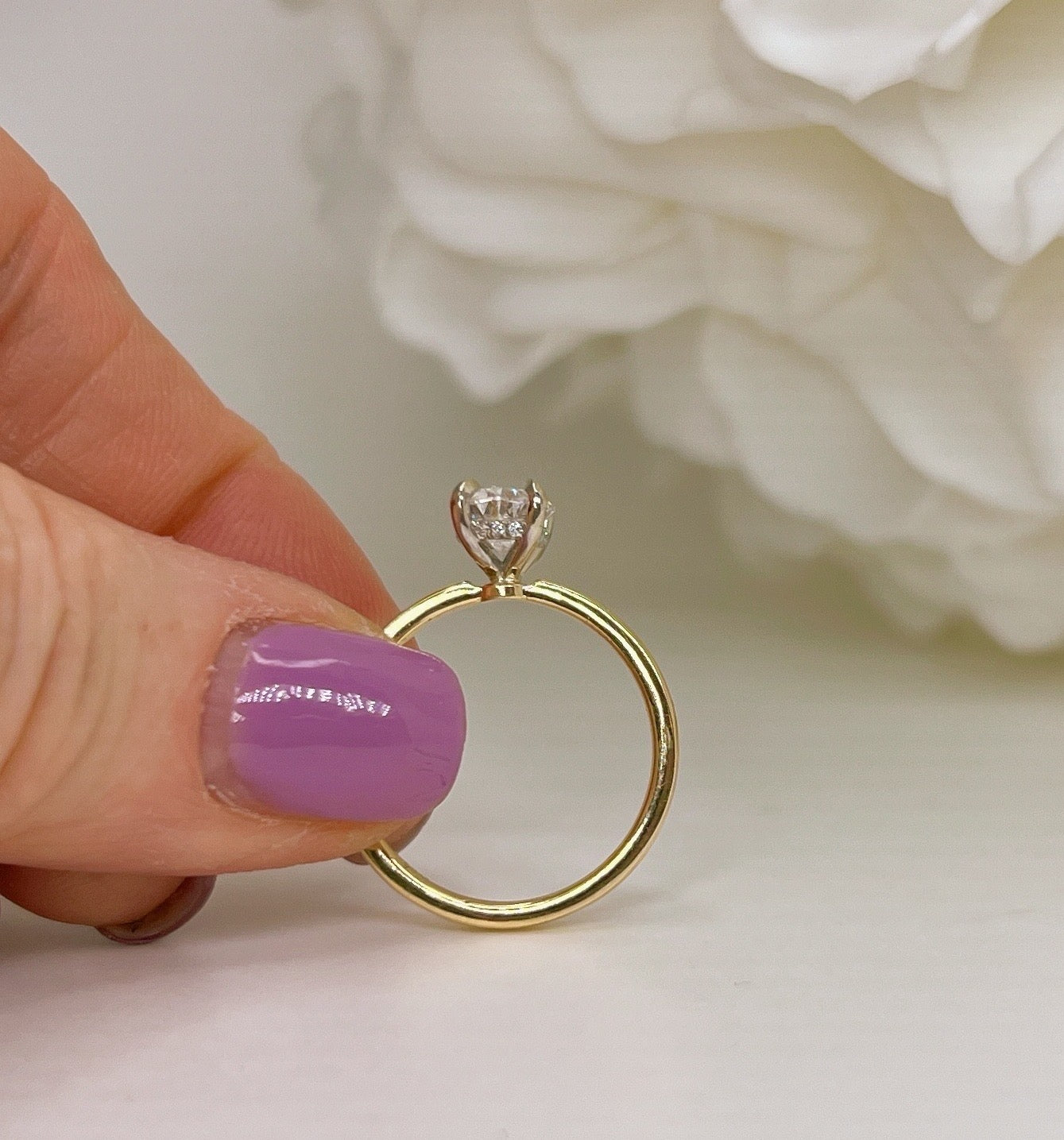 Custom 1.24 ct Oval lab Grown Diamond Engagement Ring - 2 tone