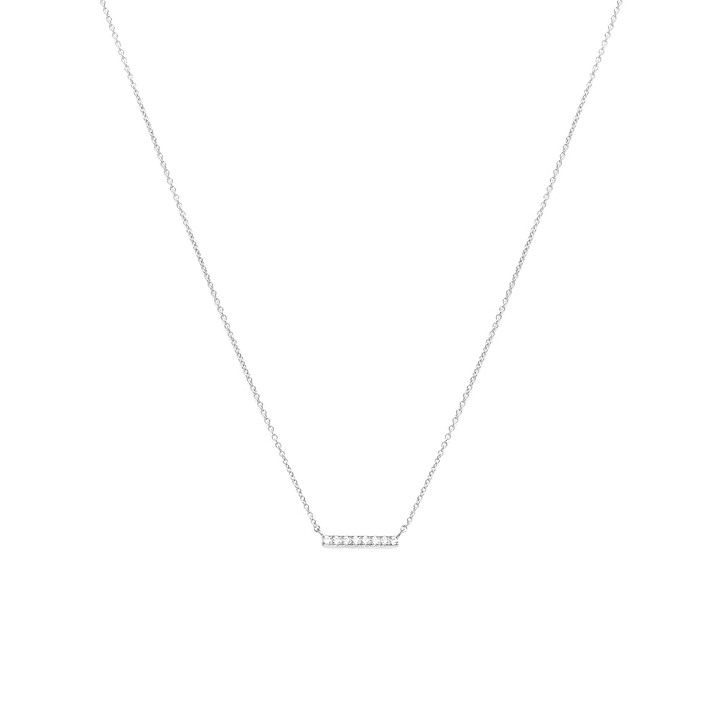 Leah Alexandra Pave bar necklace-silver