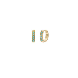 Leah Alexandra Pave huggies 10mm- turquoise