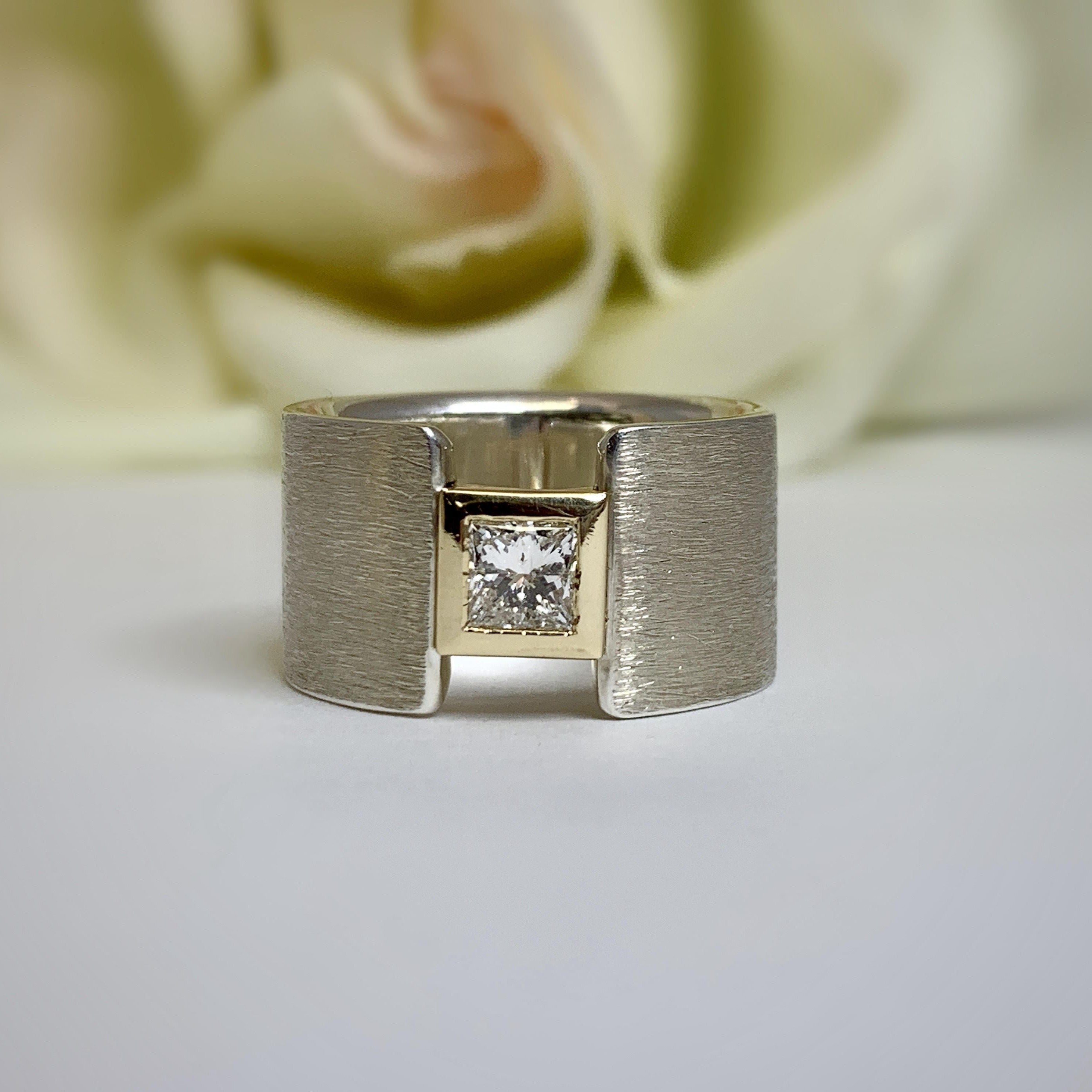 TJ's Custom wide Princess cut Diamond ring